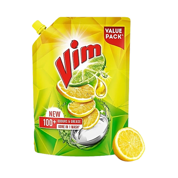 Vim Dishwash Liquid Gel Lemon Refill Pouch - 900 ml